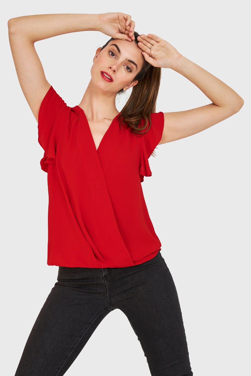 Blusa roja escotada sale