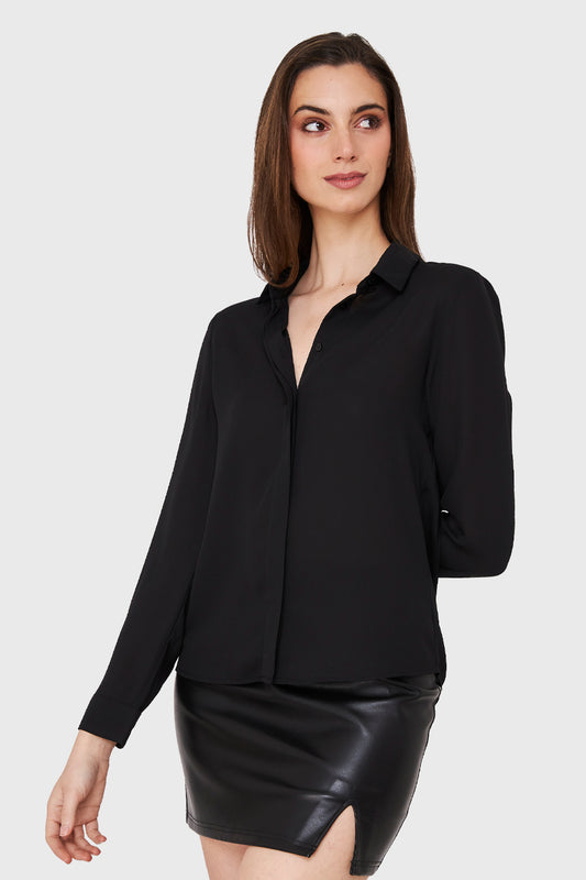 Blusa Botonera Invisible Negro