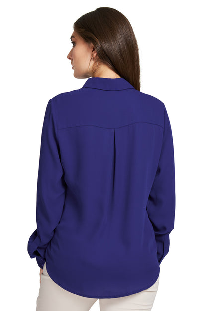 Blusa Básica Botonera Invisible Azul