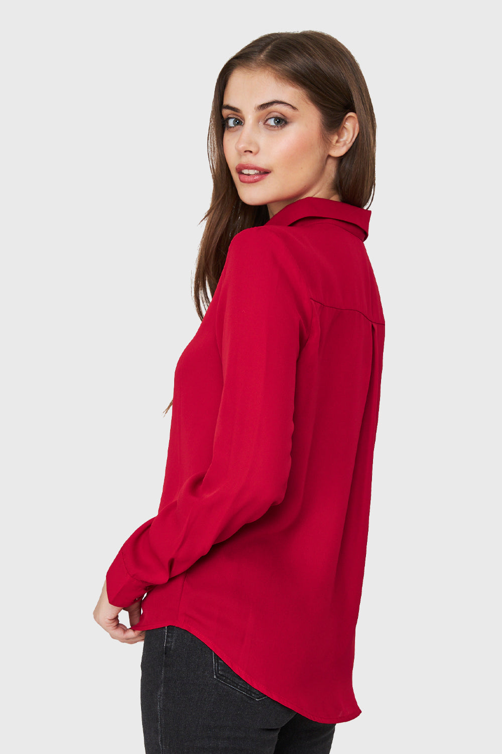 Blusa Botonera Invisible Básica Rojo