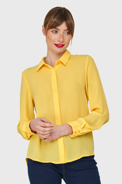 Blusa Básica Botonera Invisible Amarillo