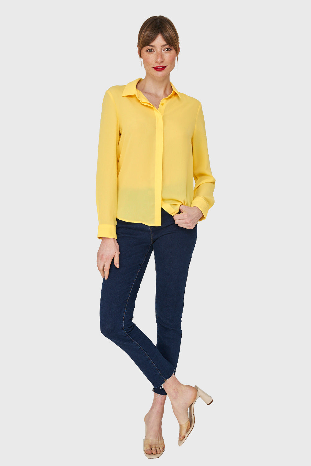 Blusa Básica Botonera Invisible Amarillo