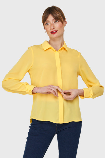 Blusa Básica Botonera Invisible Amarillo