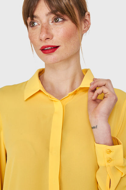 Blusa Básica Botonera Invisible Amarillo