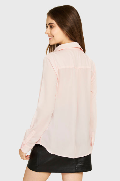 Blusa Básica Botonera Invisible Rosa