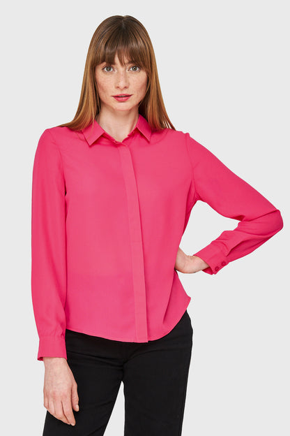 Blusa Básica Botonera Invisible Fucsia