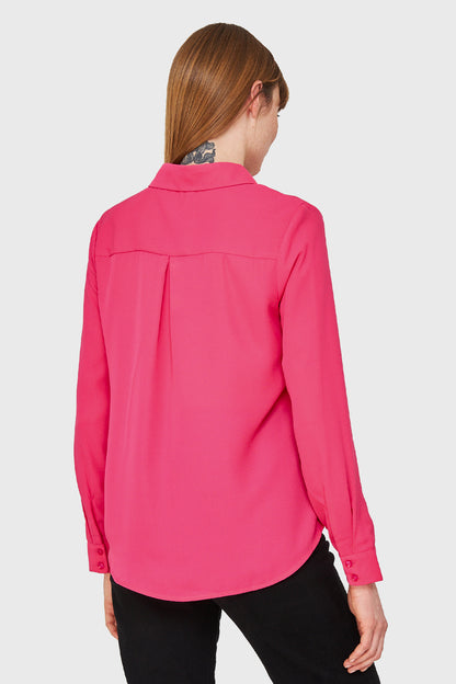 Blusa Básica Botonera Invisible Fucsia