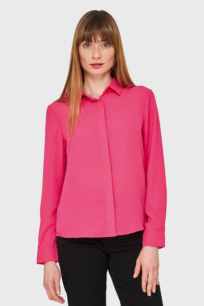 Blusa Básica Botonera Invisible Fucsia