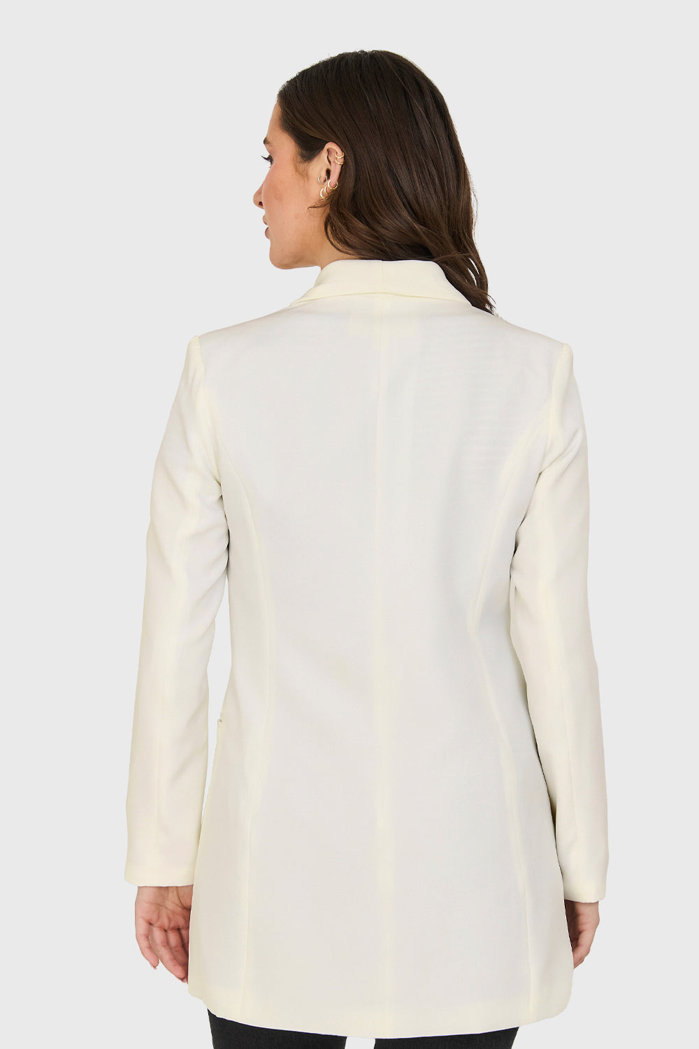 Blazer Largo 4 Botones Blanco