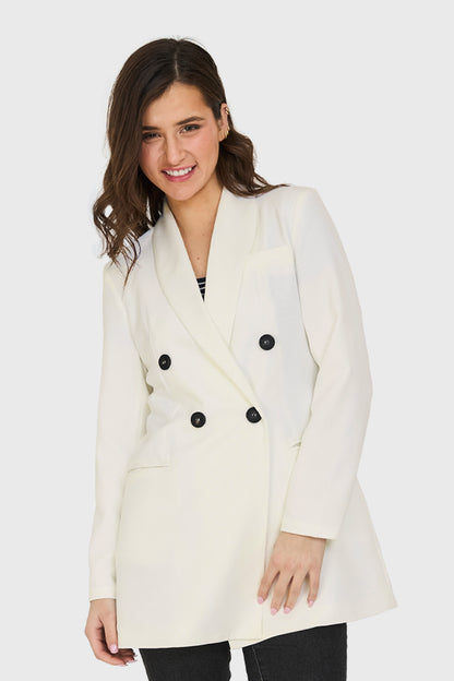 Blazer Largo 4 Botones Blanco