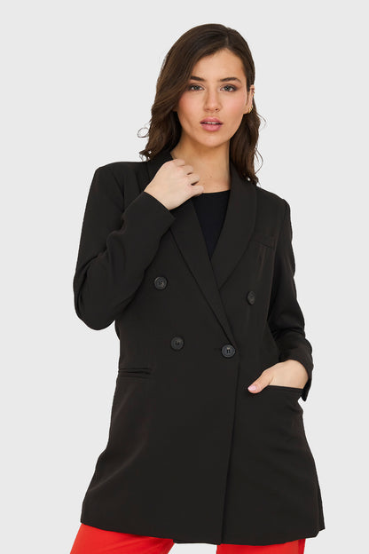 Blazer Largo 4 Botones Negro