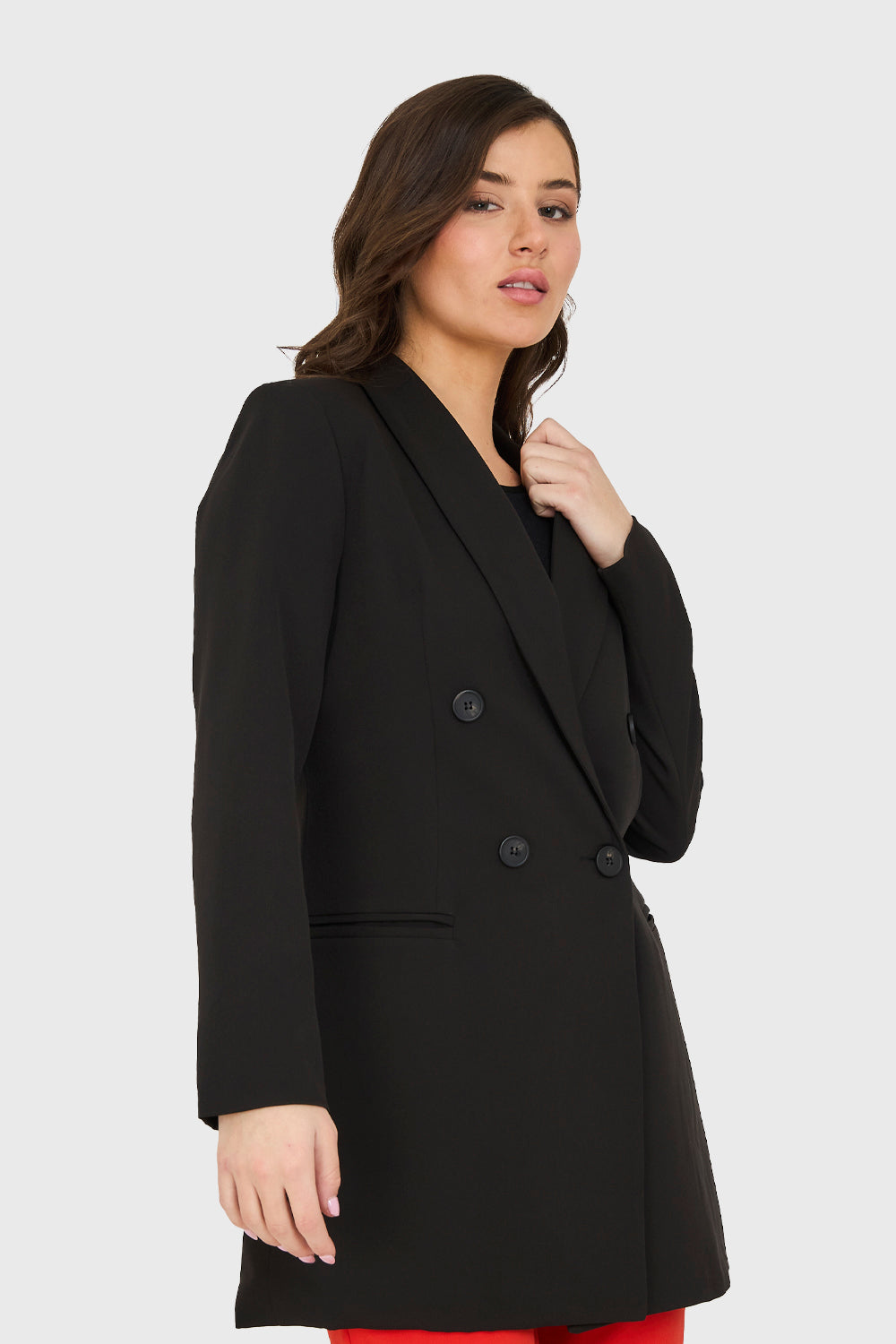 Blazer Largo 4 Botones Negro