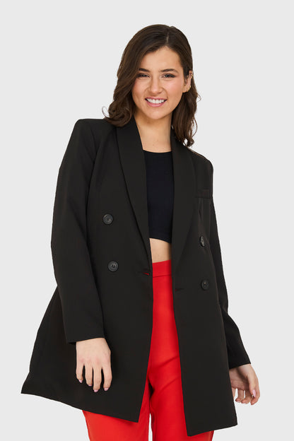 Blazer Largo 4 Botones Negro