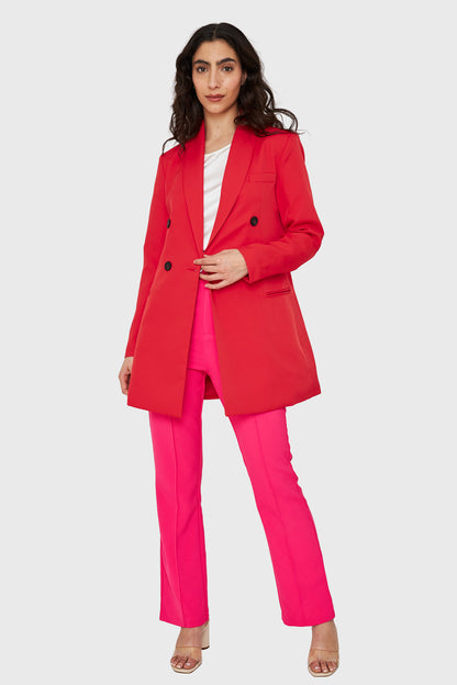 Blazer Largo Cuatro Botones Rojo