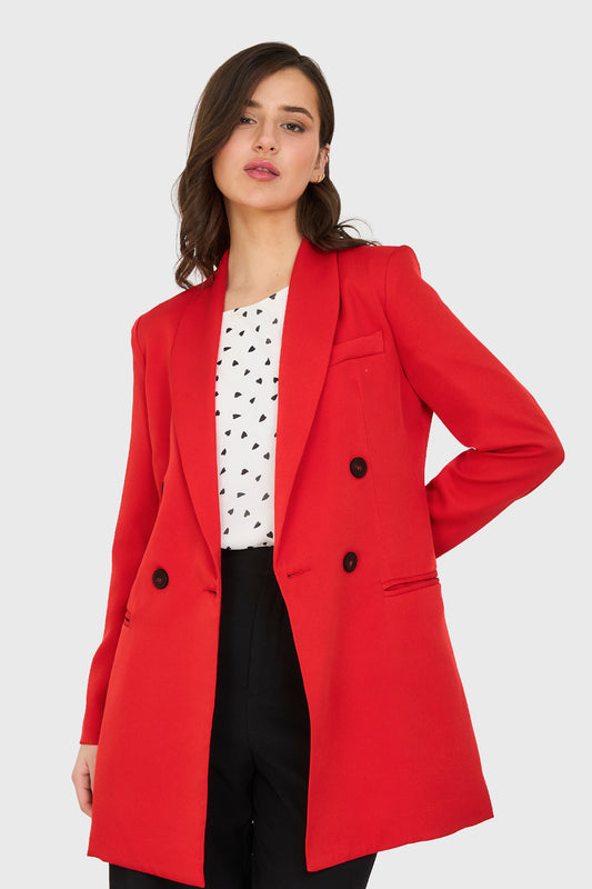 Blazer Largo 4 Botones Rojo