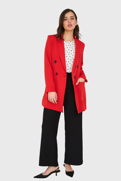 Blazer Largo 4 Botones Rojo