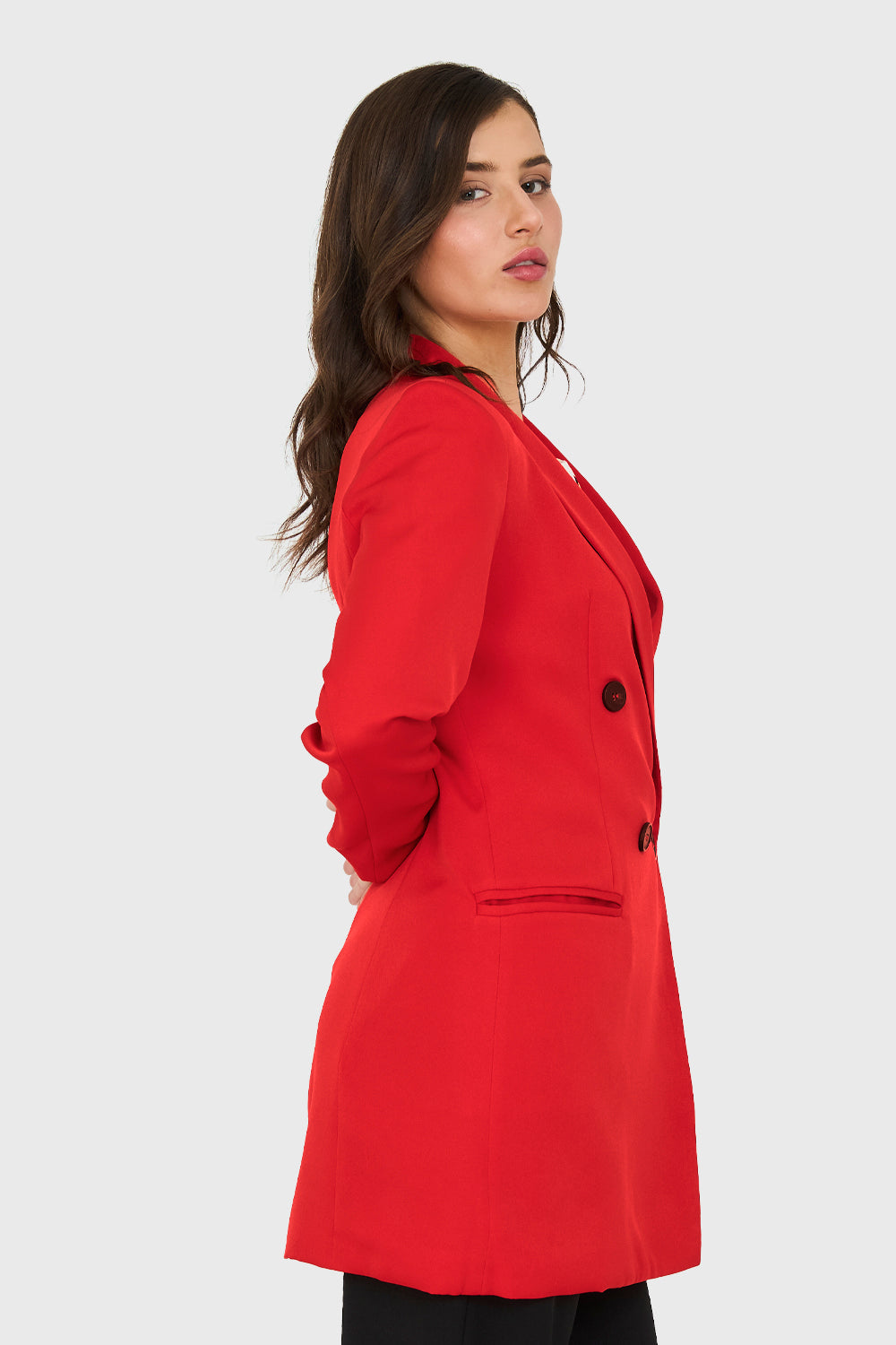 Blazer Largo 4 Botones Rojo