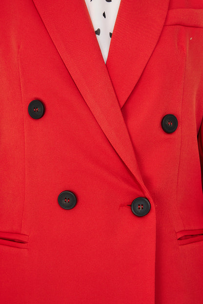 Blazer Largo 4 Botones Rojo