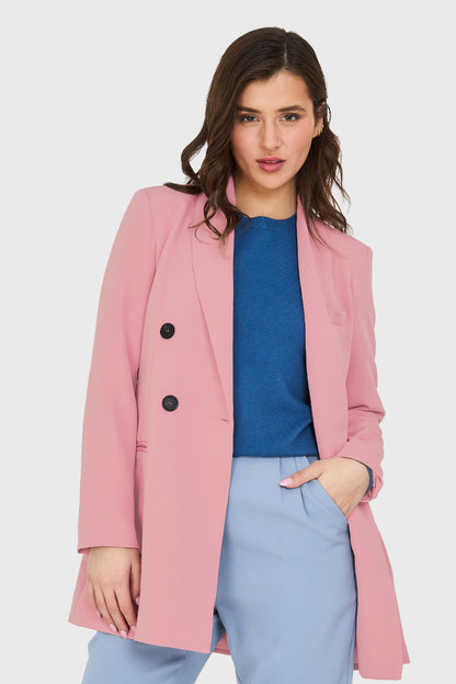 Blazer Largo 4 Botones Rosado