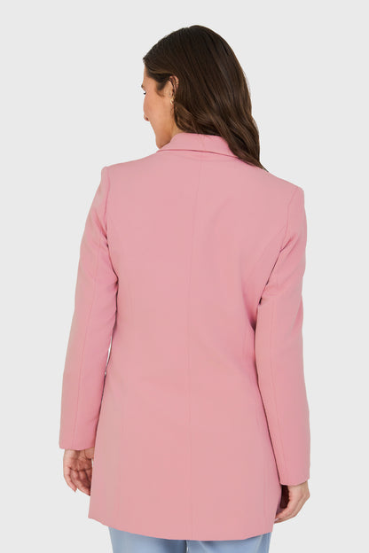 Blazer Largo 4 Botones Rosado