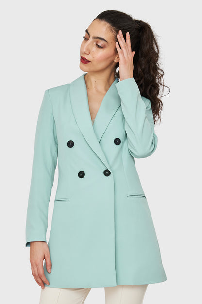 Blazer Largo Cuatro Botones Menta