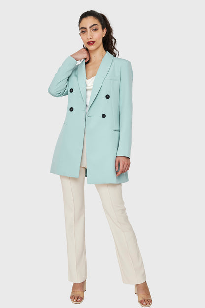 Blazer Largo Cuatro Botones Menta