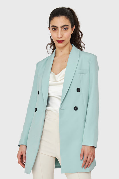 Blazer Largo Cuatro Botones Menta