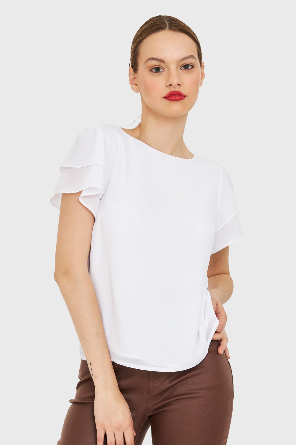 Blusa Mangas Vuelos Blanco