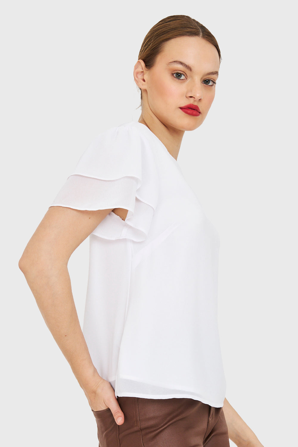 Blusa Mangas Vuelos Blanco