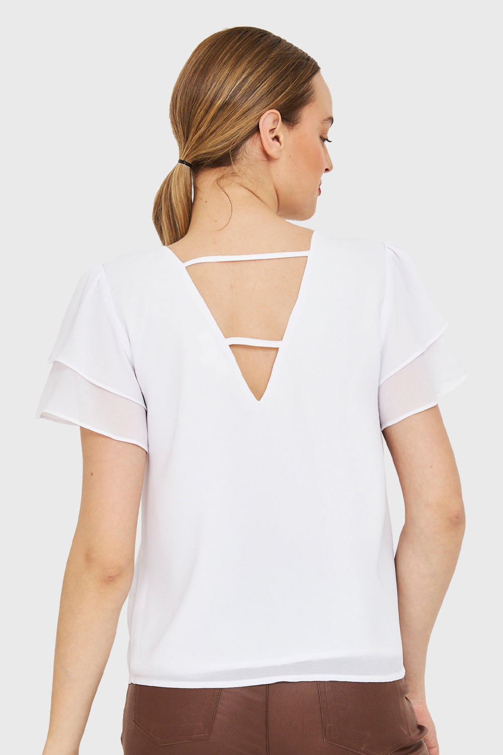 Blusa Mangas Vuelos Blanco