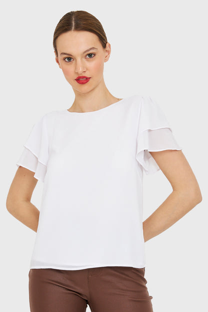 Blusa Mangas Vuelos Blanco