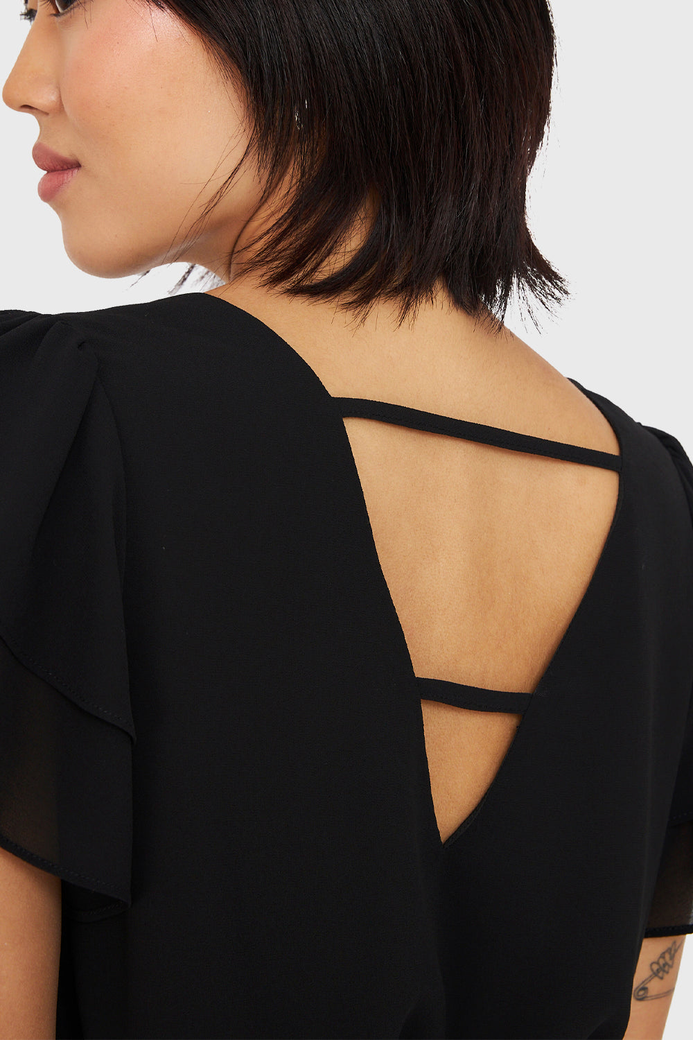 Blusa Mangas Vuelos Negro