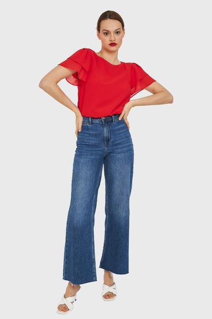 Blusa Mangas Vuelos Rojo