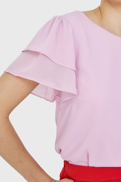 Blusa Mangas Vuelos Rosado