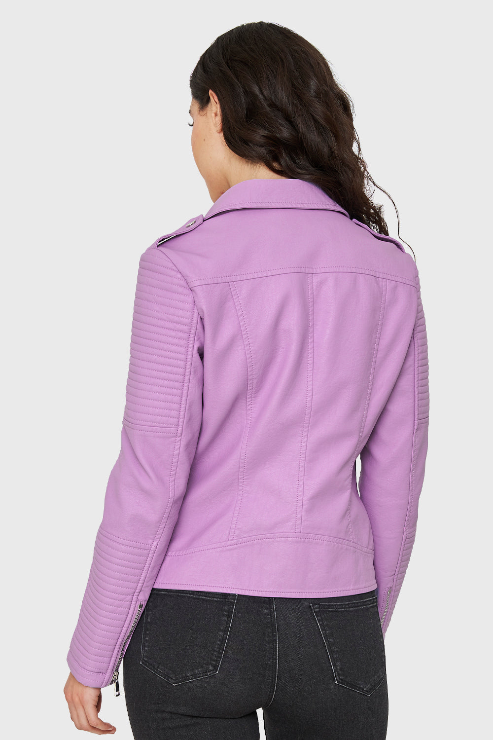 Chaqueta Tipo Biker Ecocuero Lila