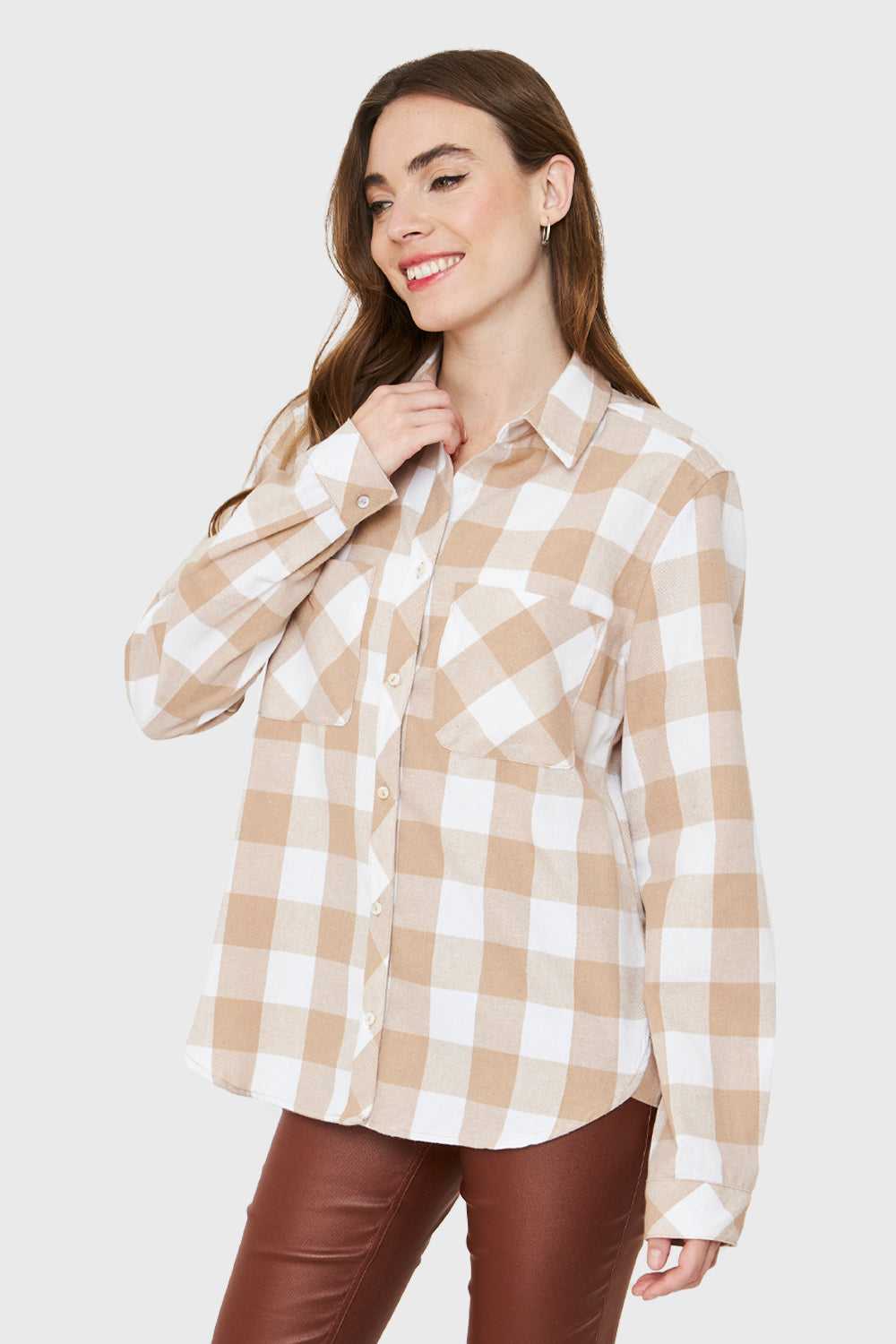 Camisa Cuadros Khaki