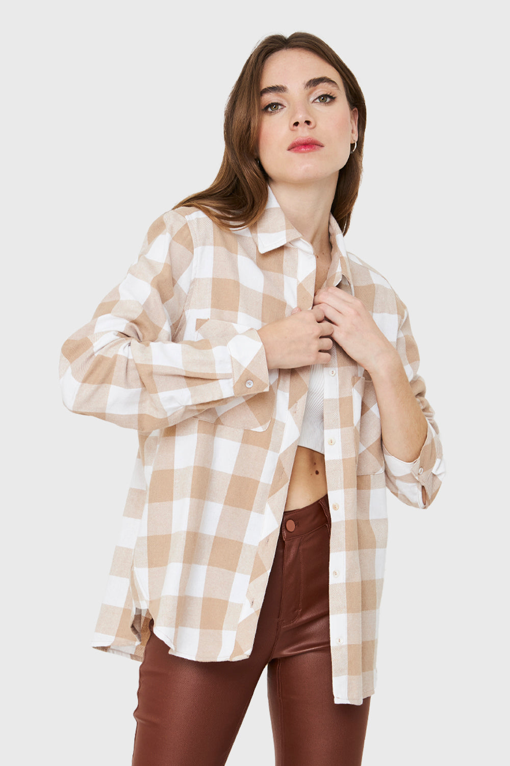 Camisa Cuadros Khaki