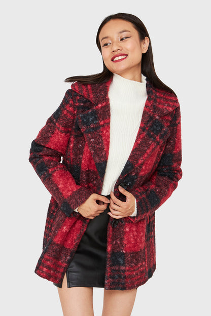 Chaqueta Tartán Botones Rojo