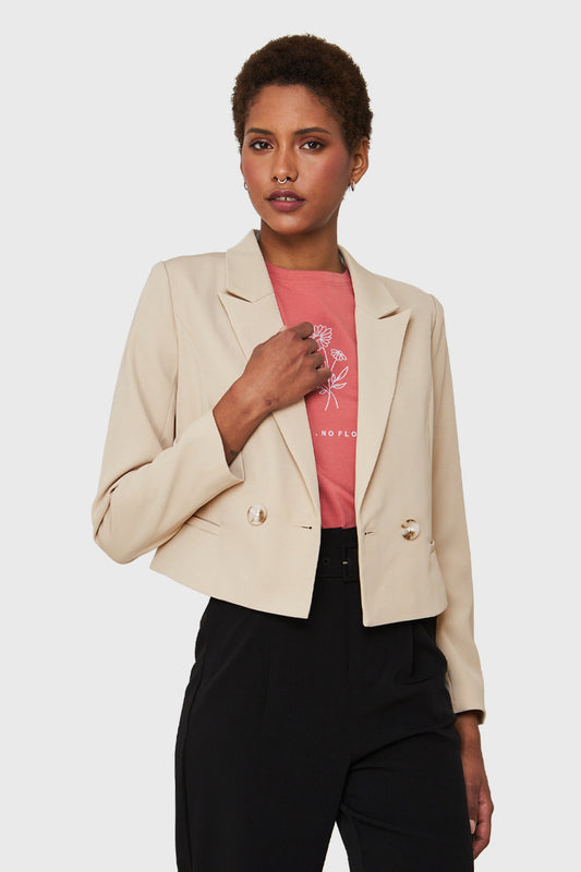 Blazer Crop Cruzado Beige