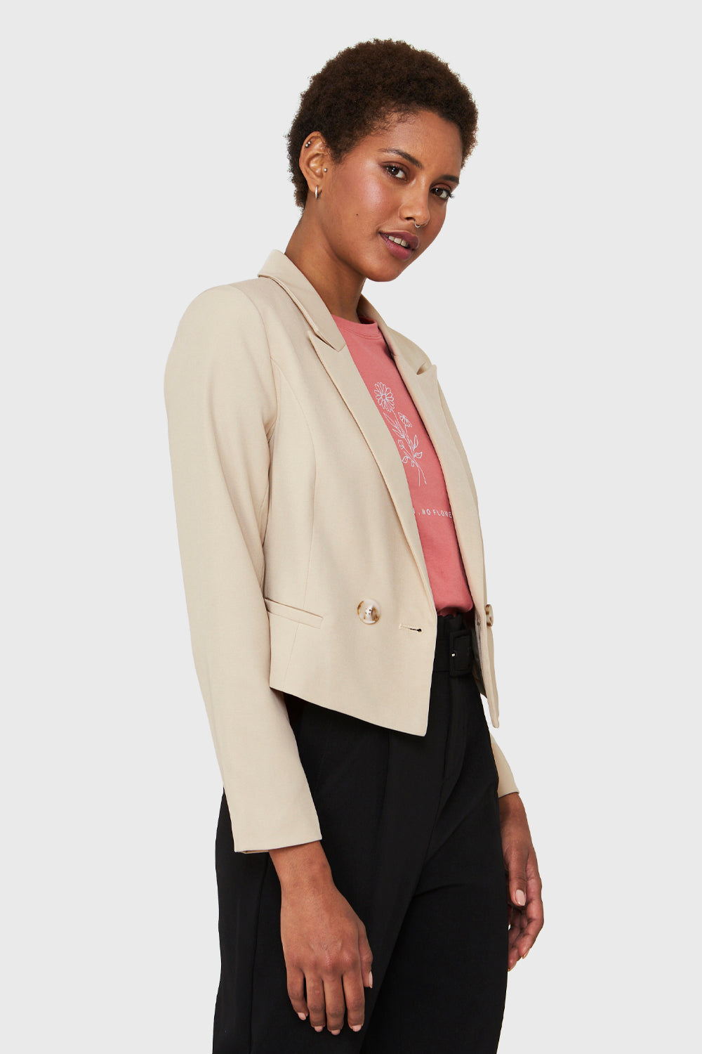 Blazer Crop Cruzado Beige