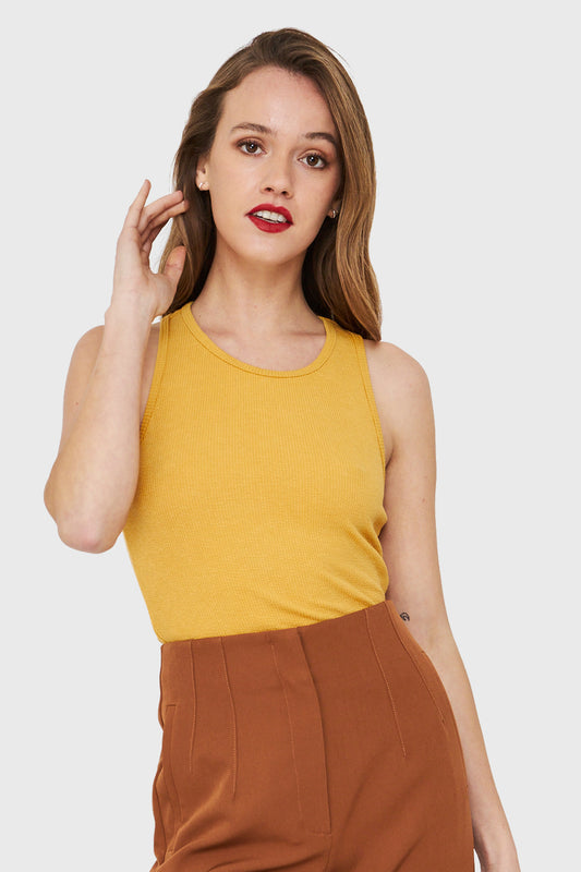 Crop Top Elasticado Mostaza