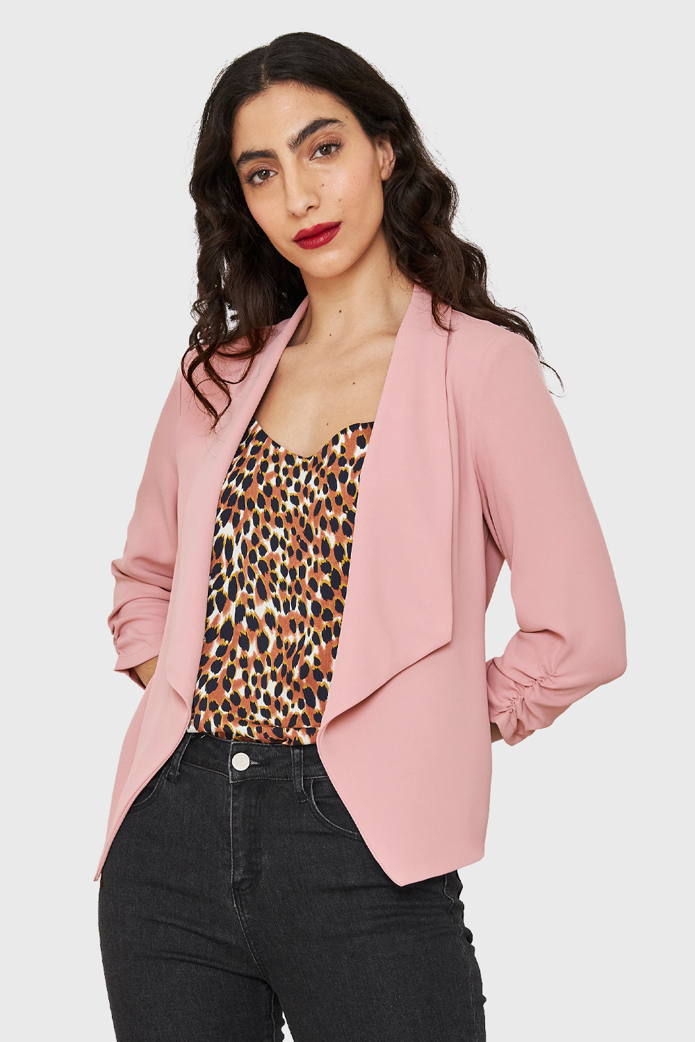 Blazer Solapa Manga 3/4 Rosado