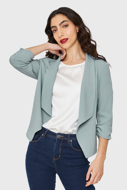 Blazer Solapa Manga 3/4 Celeste