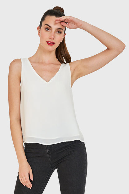 Blusa Básica Sin Mangas Blanco