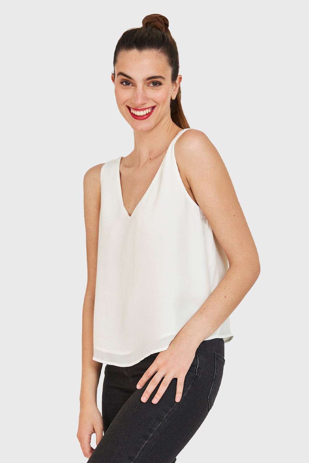 Blusa Básica Sin Mangas Blanco