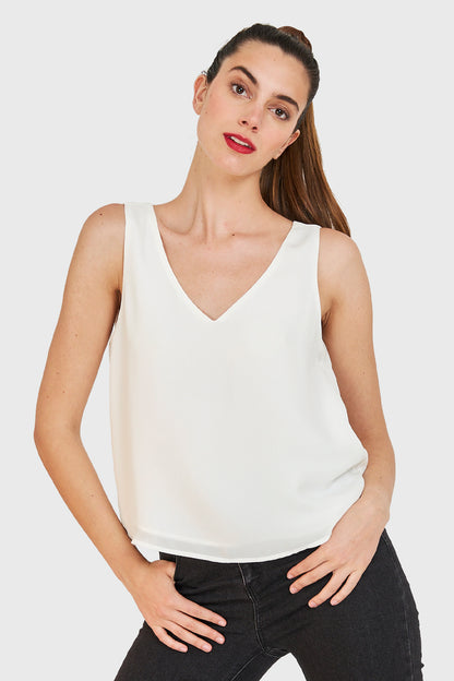 Blusa Básica Sin Mangas Blanco