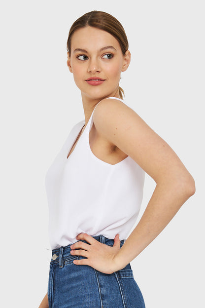 Blusa Básica Escote en V Blanco