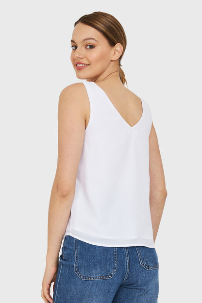 Blusa Básica Escote en V Blanco