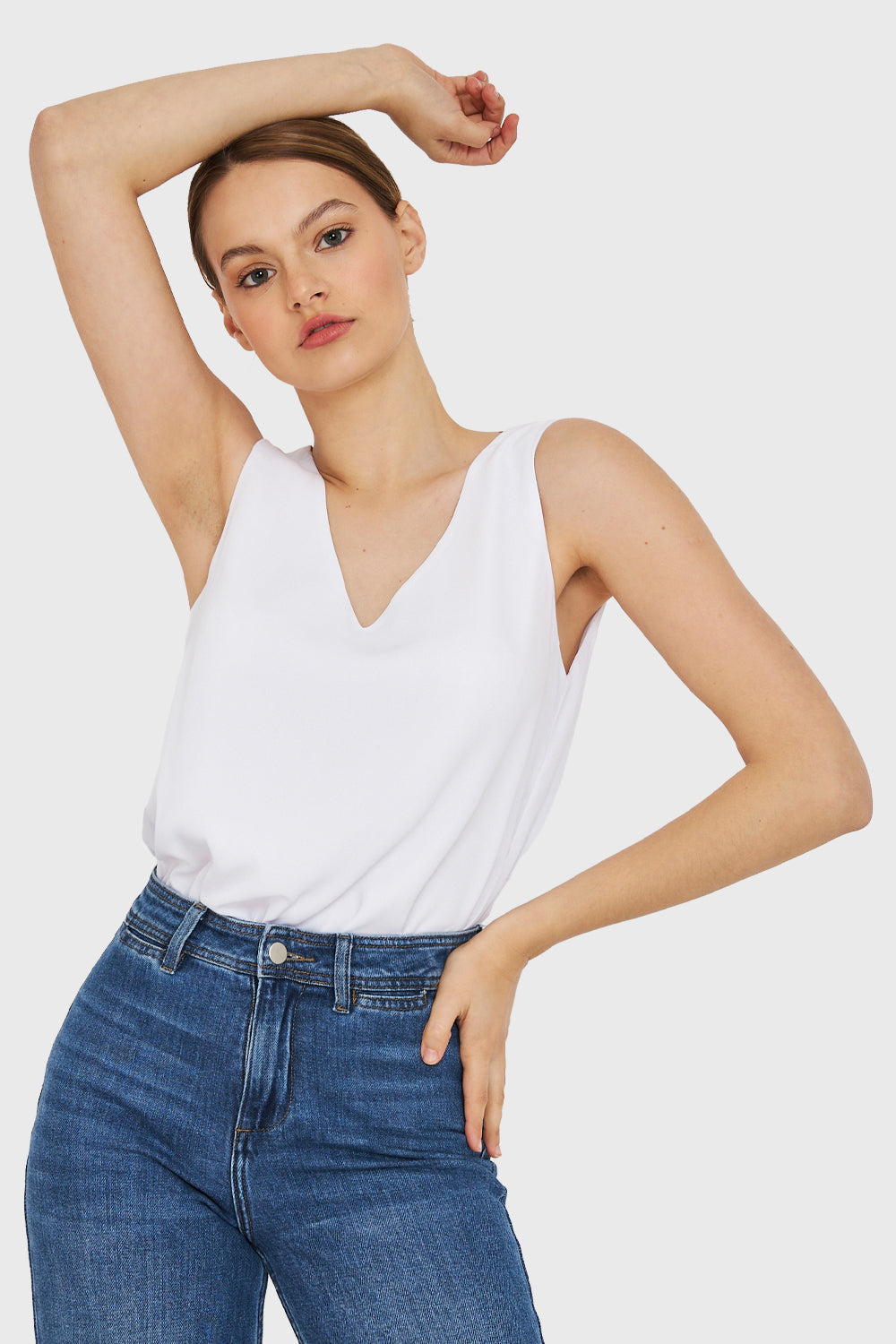 Blusa Básica Escote en V Blanco