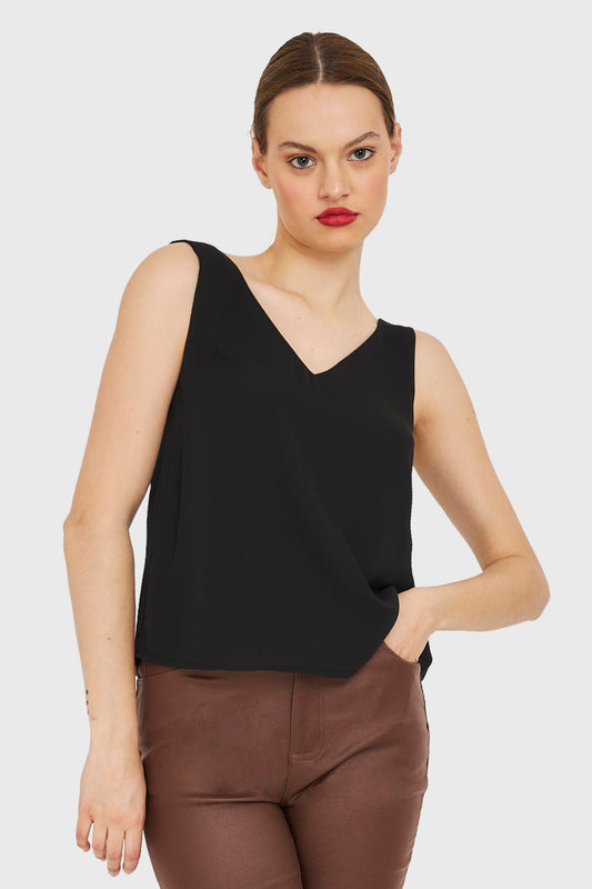 Blusa Básica Escote en V Negro